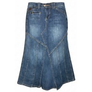 Vintage Y2K Women's Candies Mermaid Flare Denim 2000's Blue Skirt long patchwork